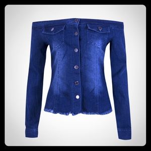 Super chic jean off shoulder shirt